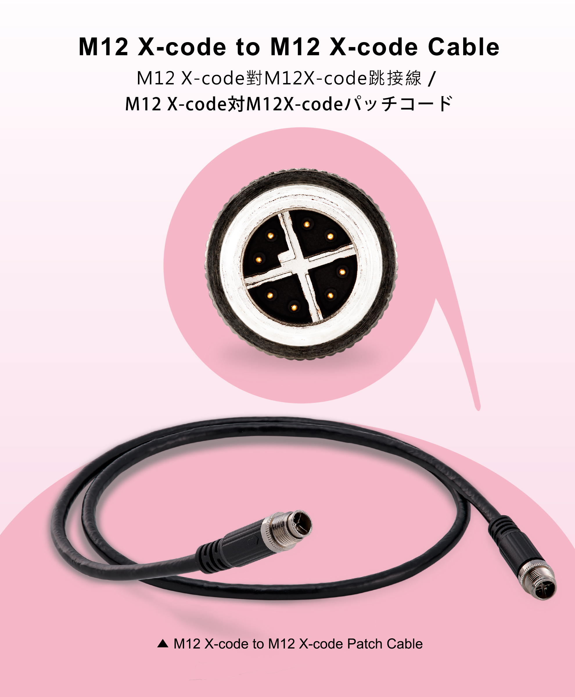 NEX1 M12 X-code Male to X-code Male Cable